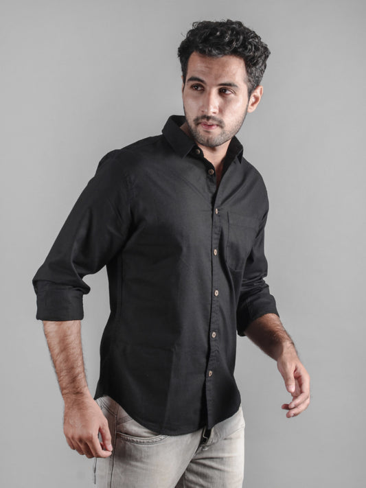 Black Luxury Bamboo Silk Fabric Eco Friendly Work Shirt for Men by Mworthy